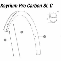 Mavic Ksyrium Pro SL Carbon Speiche Hinterrad Rechts 291 Mm Ab Mod 2016