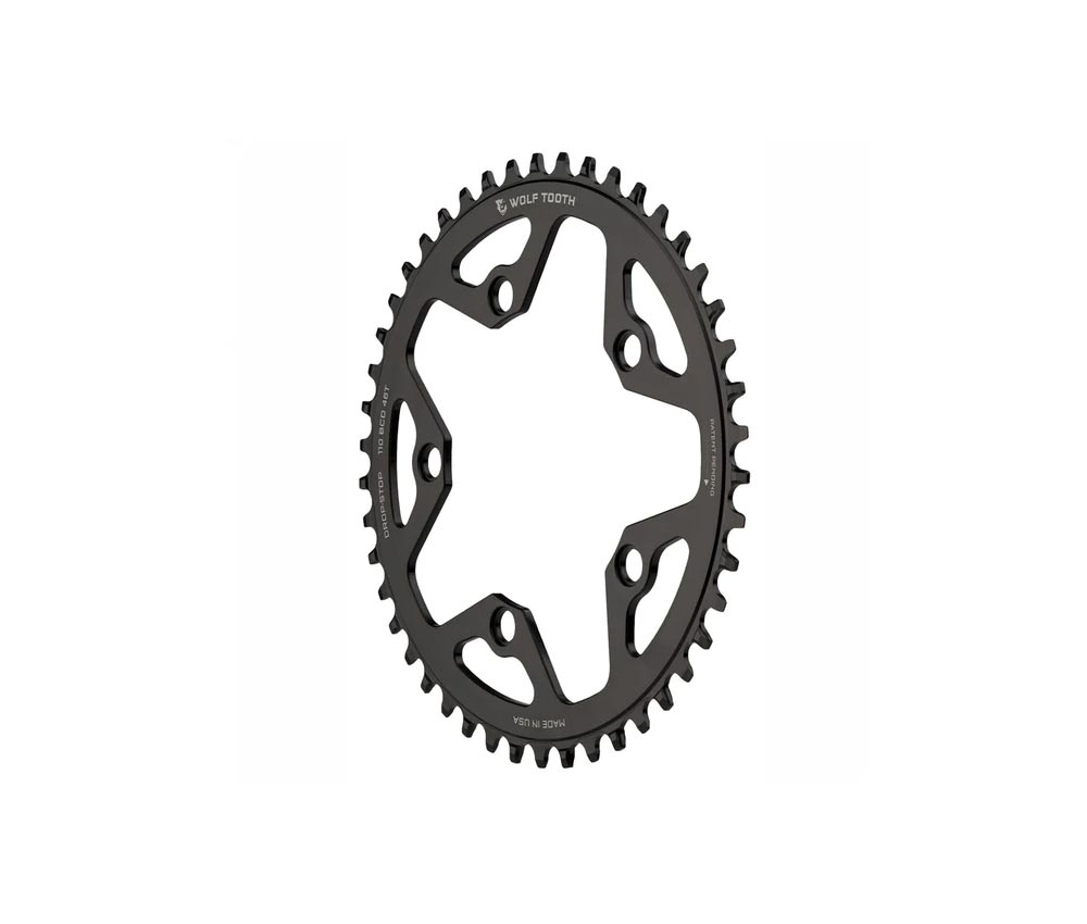 Wolf Tooth Drop Stop B Kettenblatt - Road / Gravel / CX Lochkreis 110mm 9-12 Fach 46 Zaehne