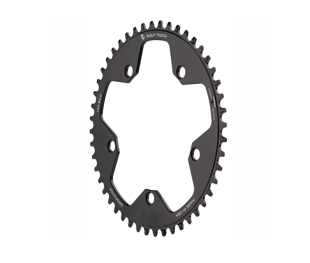 Wolf Tooth Drop Stop B Kettenblatt - Road / Gravel / CX Lochkreis 130mm 9-12 Fach 44 Zaehne