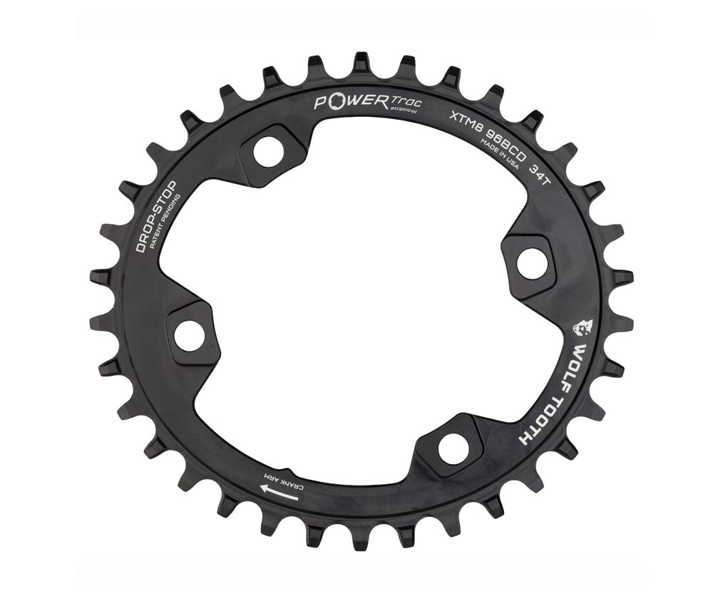 Wolf Tooth Drop Stop A Oval Kettenblatt - Shimano XT / SLX / Deore Lochkreis 96mm 9-12 Fach 34 Zaehne 4 Wolf Tooth Drop Stop A Oval Kettenblatt - Shimano XT / SLX / Deore Lochkreis 96mm 9-12 Fach 34 Zaehne – Bild 2