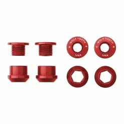 Wolf Tooth Kettenblattschrauben Set - M8x6mm 1-fach 4-Arm Aluminium Rot