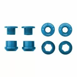 Wolf Tooth Kettenblattschrauben Set - M8x6mm 1-fach 4-Arm Aluminium Blau